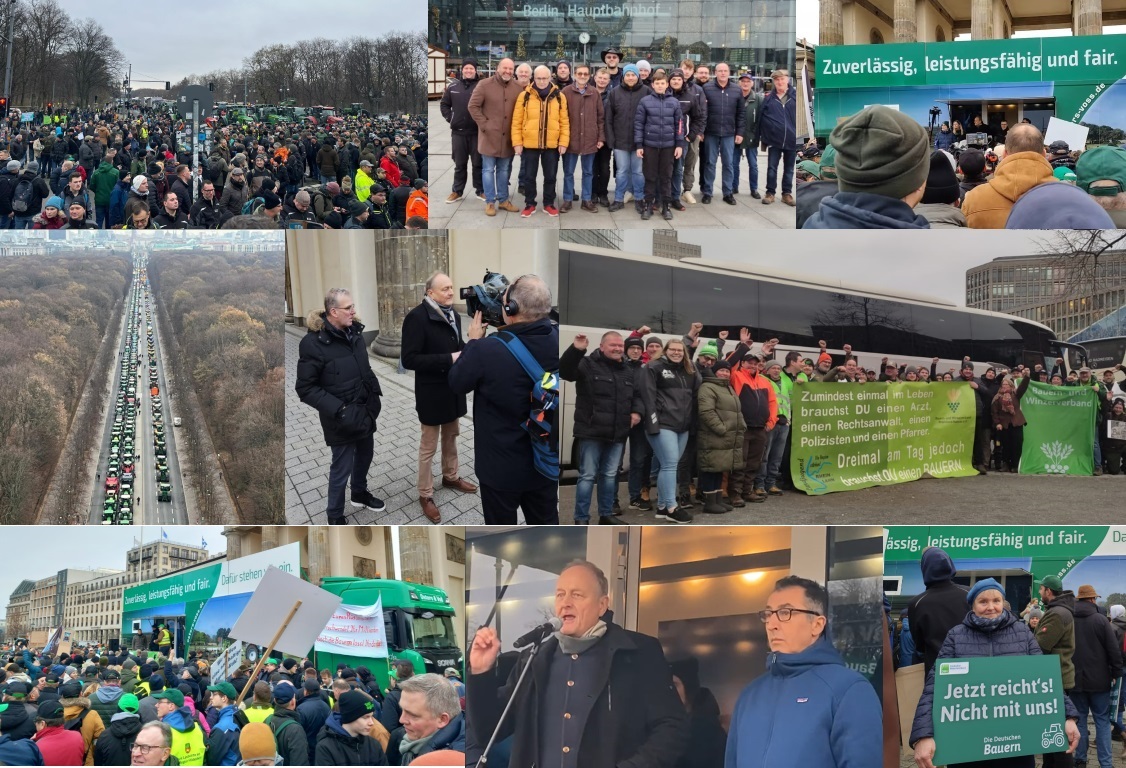Bäuerinnen und Bauern aus Eifel, Westerwald, Hunsrück und Taunus fuhren zur Demo in Berlin